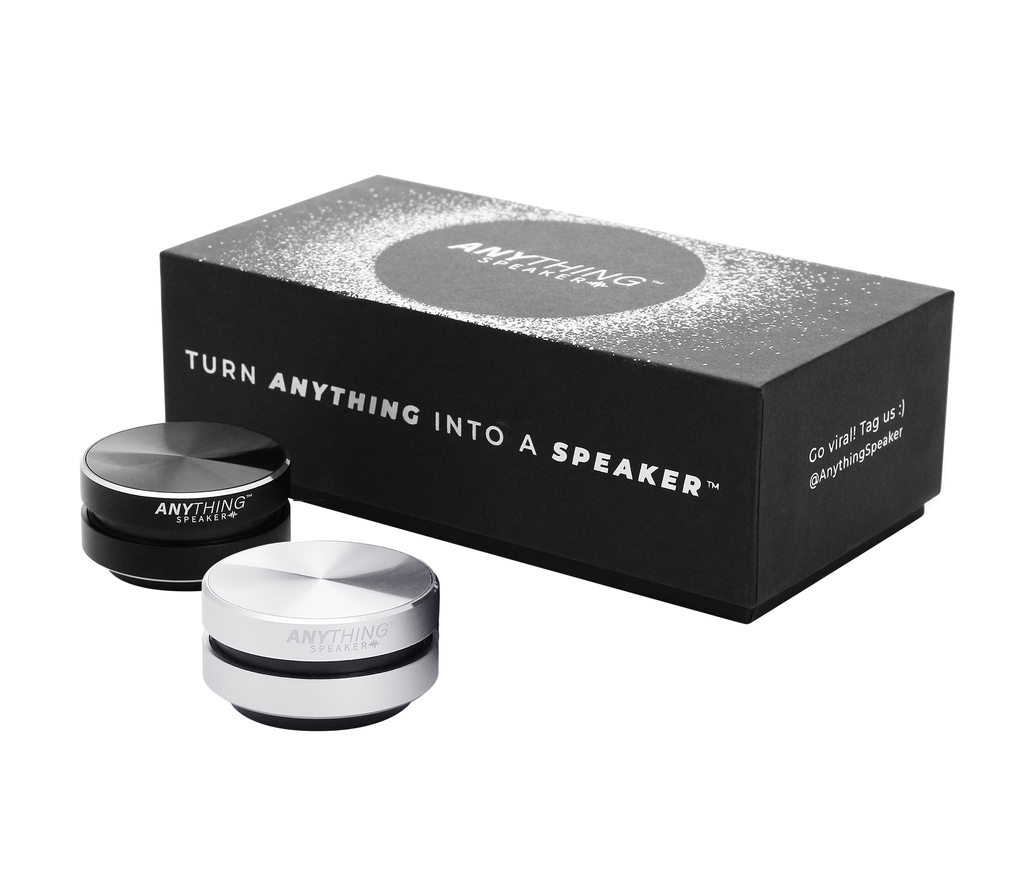 Anything Speaker in Living Room 2026 Anything Speaker sitting on coffee table in modern living room