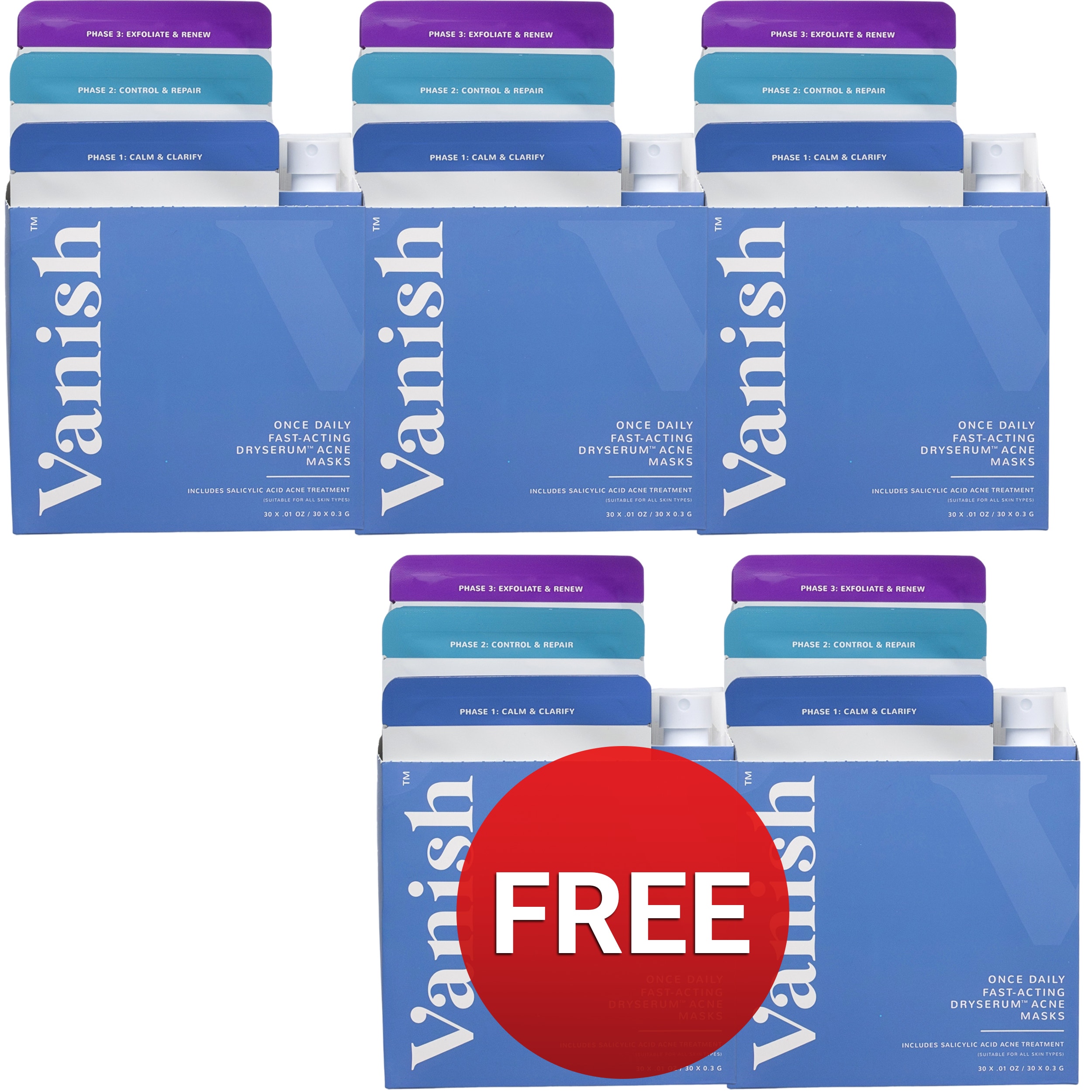 Vanish DrySerum Buy 3 Get 2 Free bundle offer for sensitive and rosacea-prone acne skin