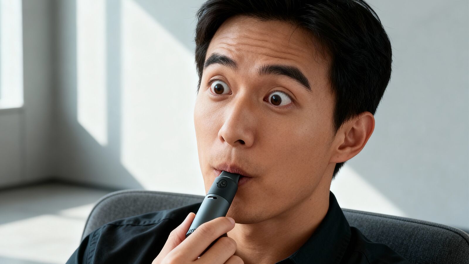 Close-up of hands holding CAPNOS Legura device showing forged aluminum build quality