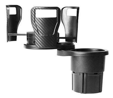 CupStation Expanded Configuration 2026 CupStation expandable cupholder organizer with arms fully extended in a vehicle cupholder