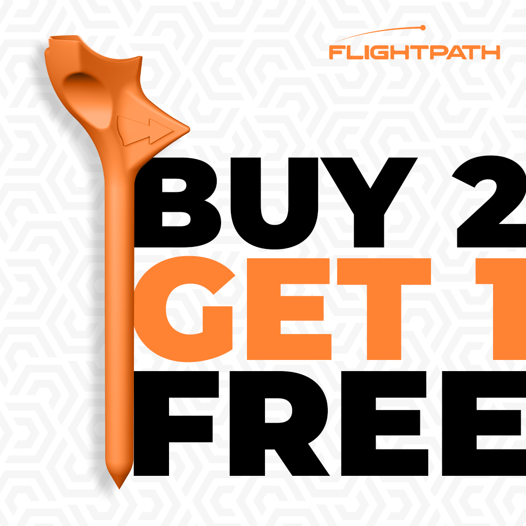 FlightPath Golf Tee Diamond Design Feature 2026 FlightPath golf tee Diamond Design feature with labeled callout showing angled prongs