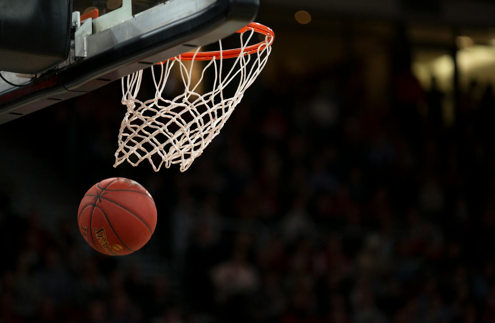 Warriors Three-Point Shooting Style NBA Basketball going through the hoop — the signature three-point shooting that defines Warriors basketball