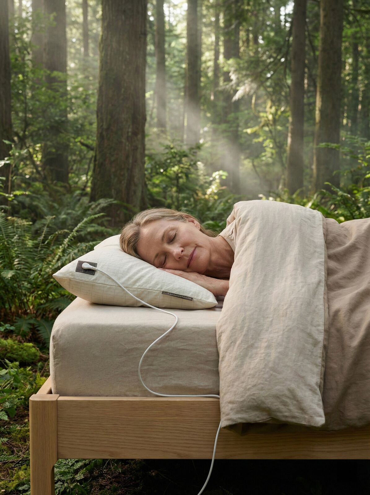 Woman resting comfortably on Heal Naturally grounding bedsheets