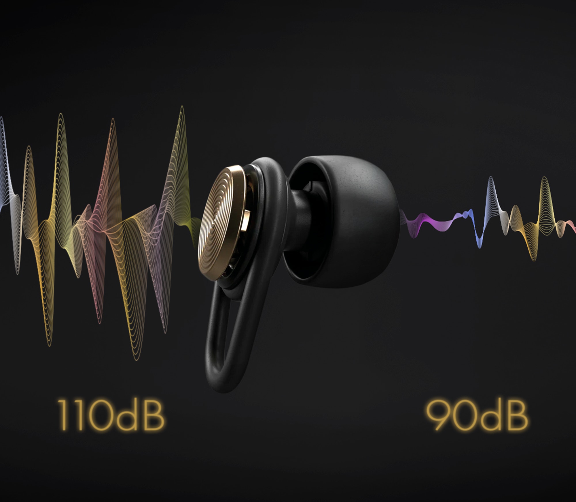 Hears earplugs worn at a concert — virtually invisible in-ear hearing protection