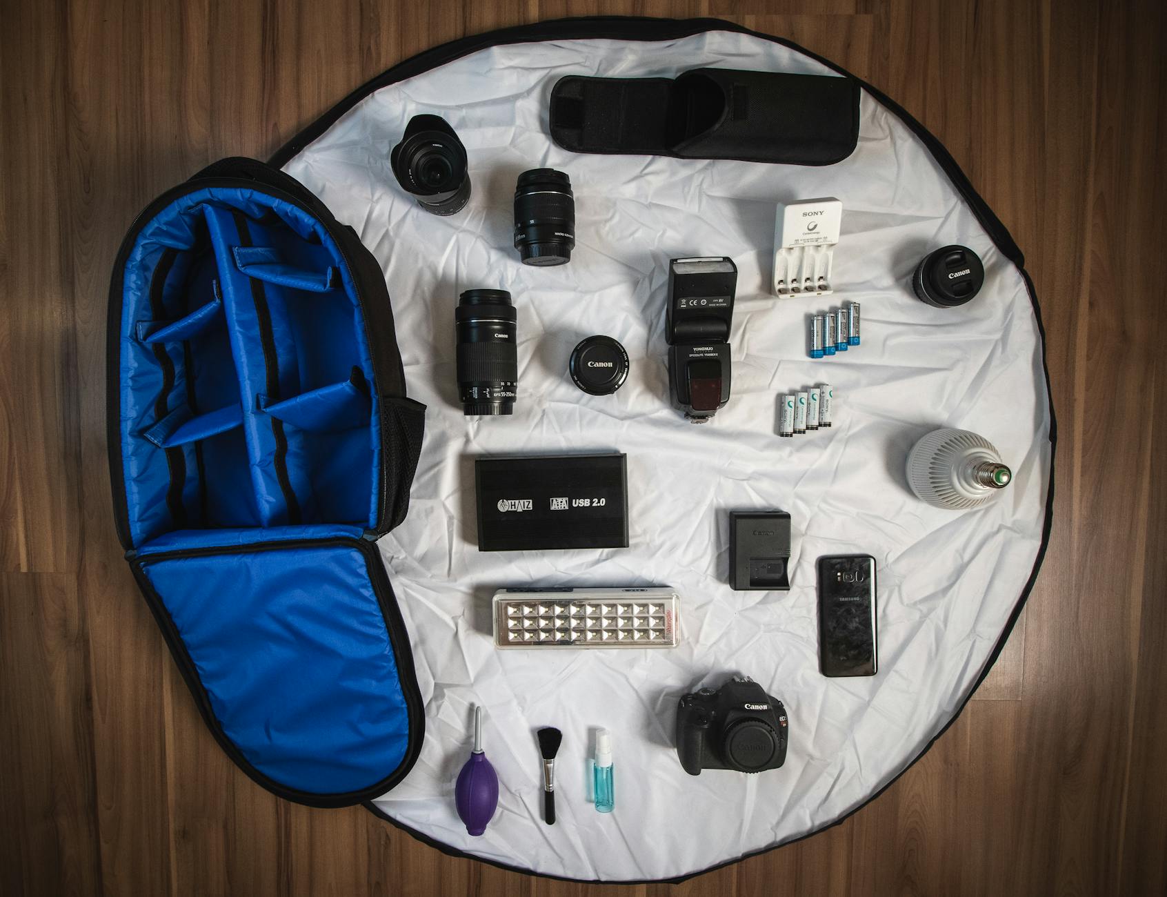 Camera Lens Cleaning Kit and Accessories 2026 Camera lenses and photography accessories laid out for cleaning and maintenance