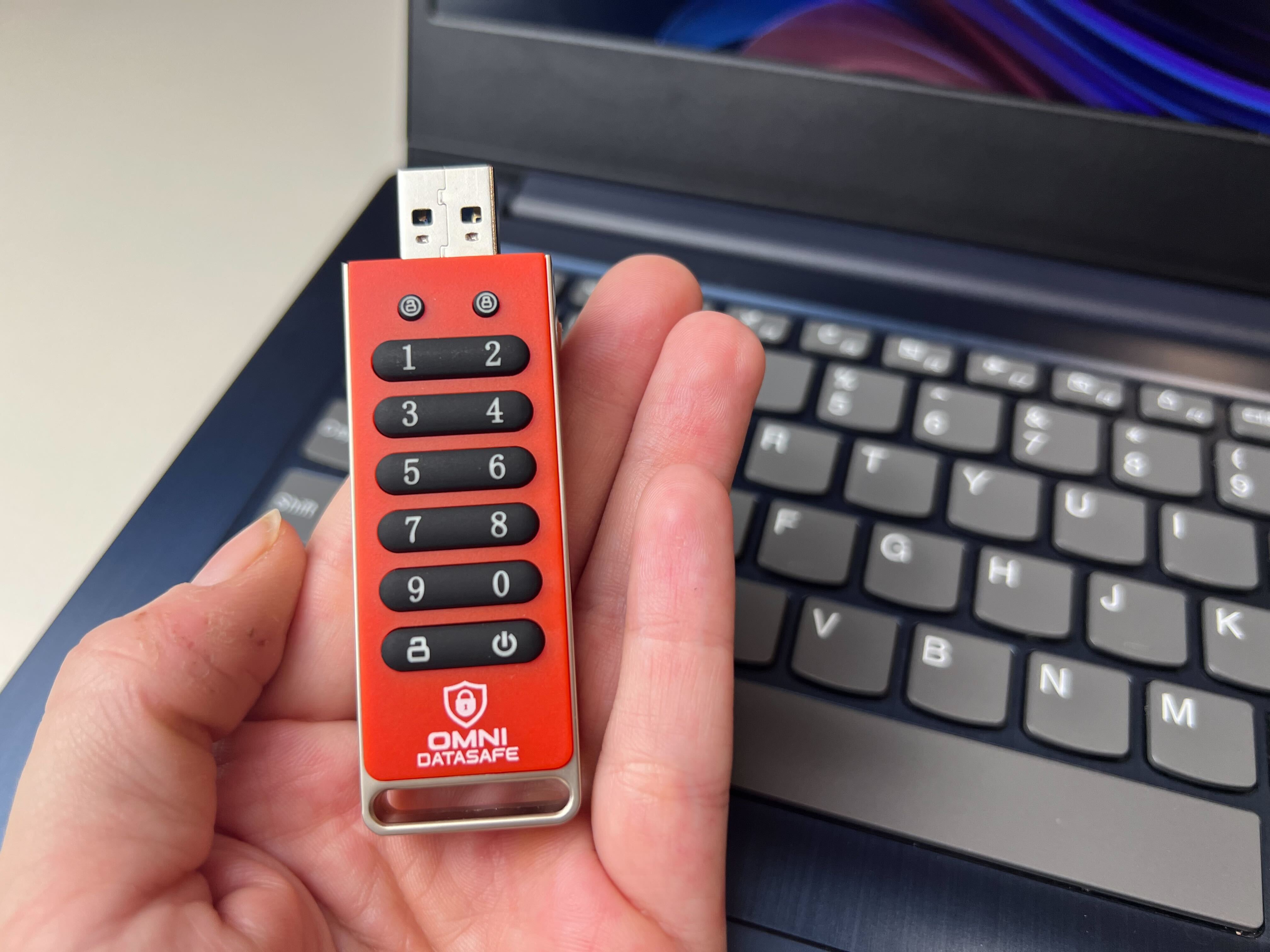 Omni DataSafe encrypted USB drive product packaging