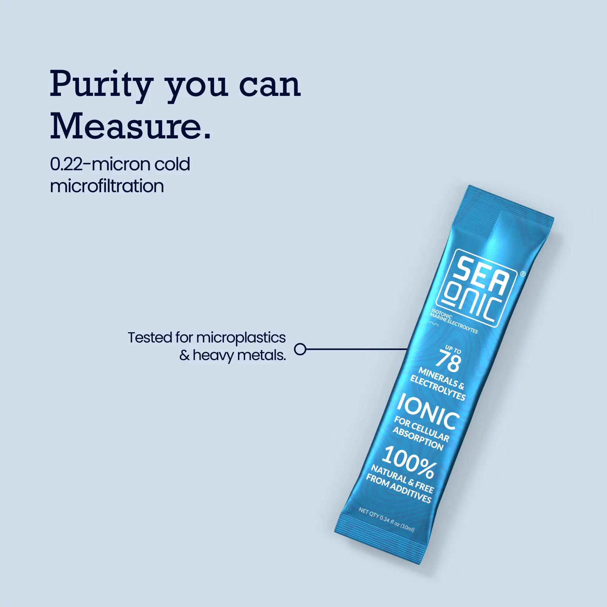 Seaonic ionic mineral supplement packaging showing 78+ ocean minerals