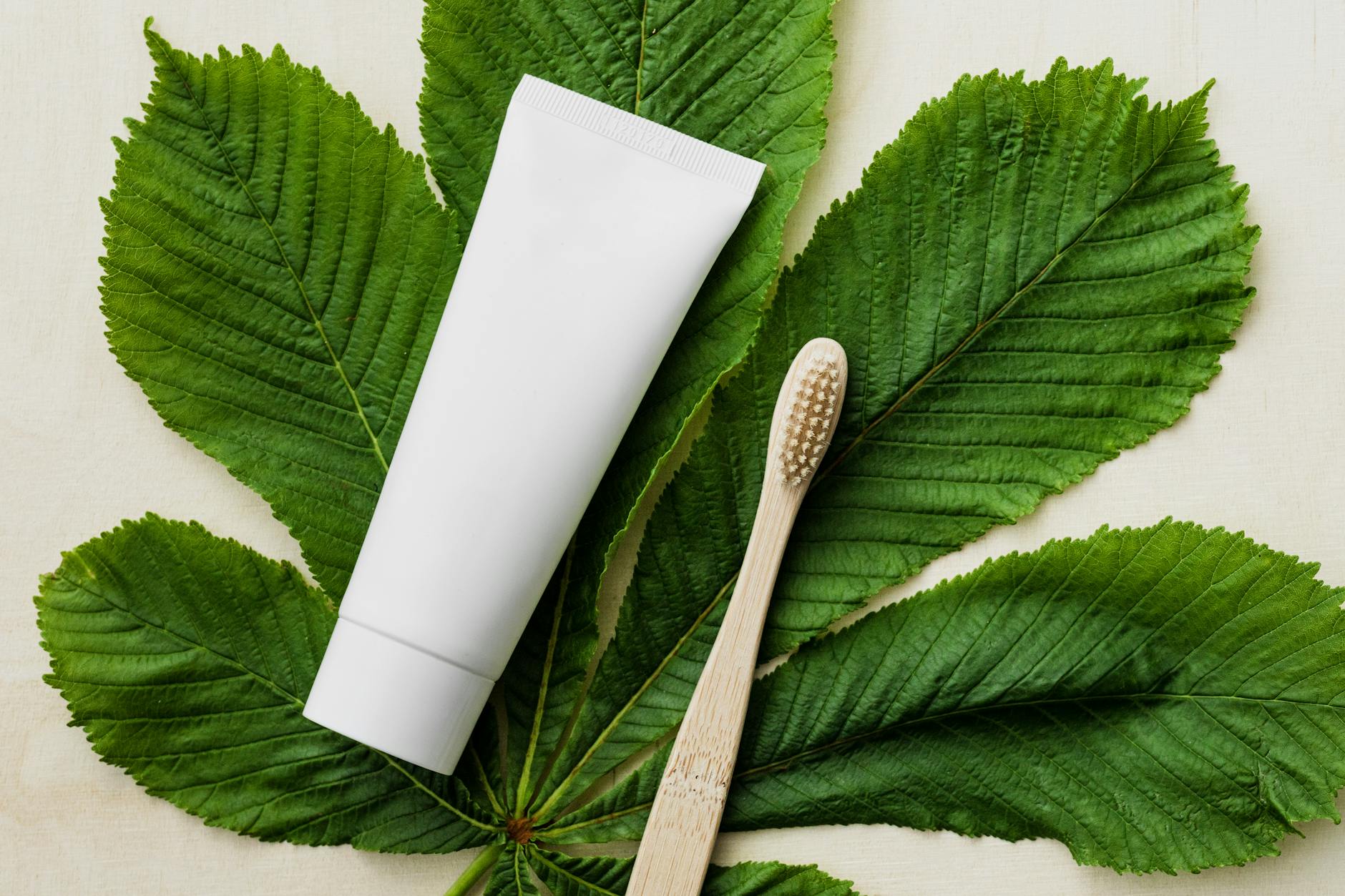 Nano Hydroxyapatite Toothpaste - Natural Fluoride-Free Oral Care Natural toothpaste tube alongside a bamboo toothbrush representing the growing consumer interest in fluoride-free nano hydroxyapatite toothpaste options