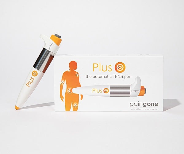 Paingone Plus device shown with its retail box packaging