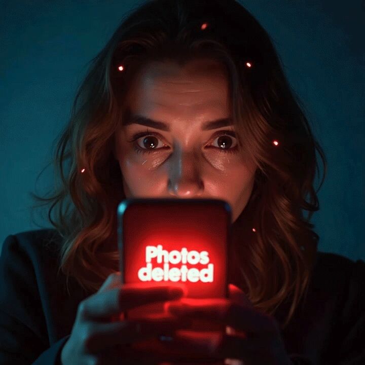 ThePhotoStick Omni recovery interface running on a laptop showing file scan in progress