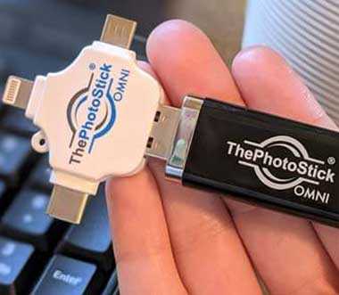 ThePhotoStick OMNI storing and organizing family photos and memories from multiple devices