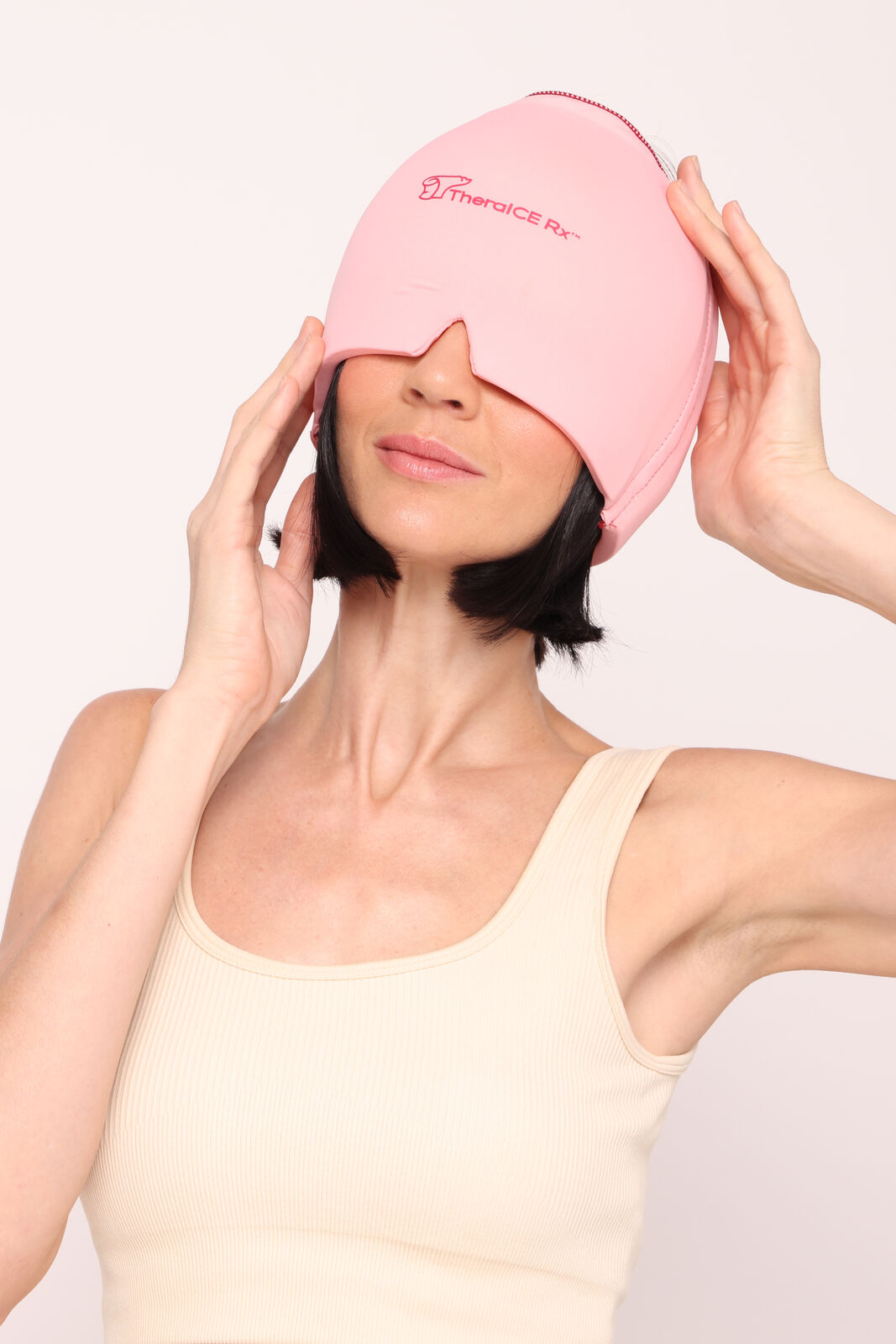 TheraICE Gel Insert Technology for Cold Therapy Headache Relief TheraICE Headache Cap gel insert technology shown in angled product view