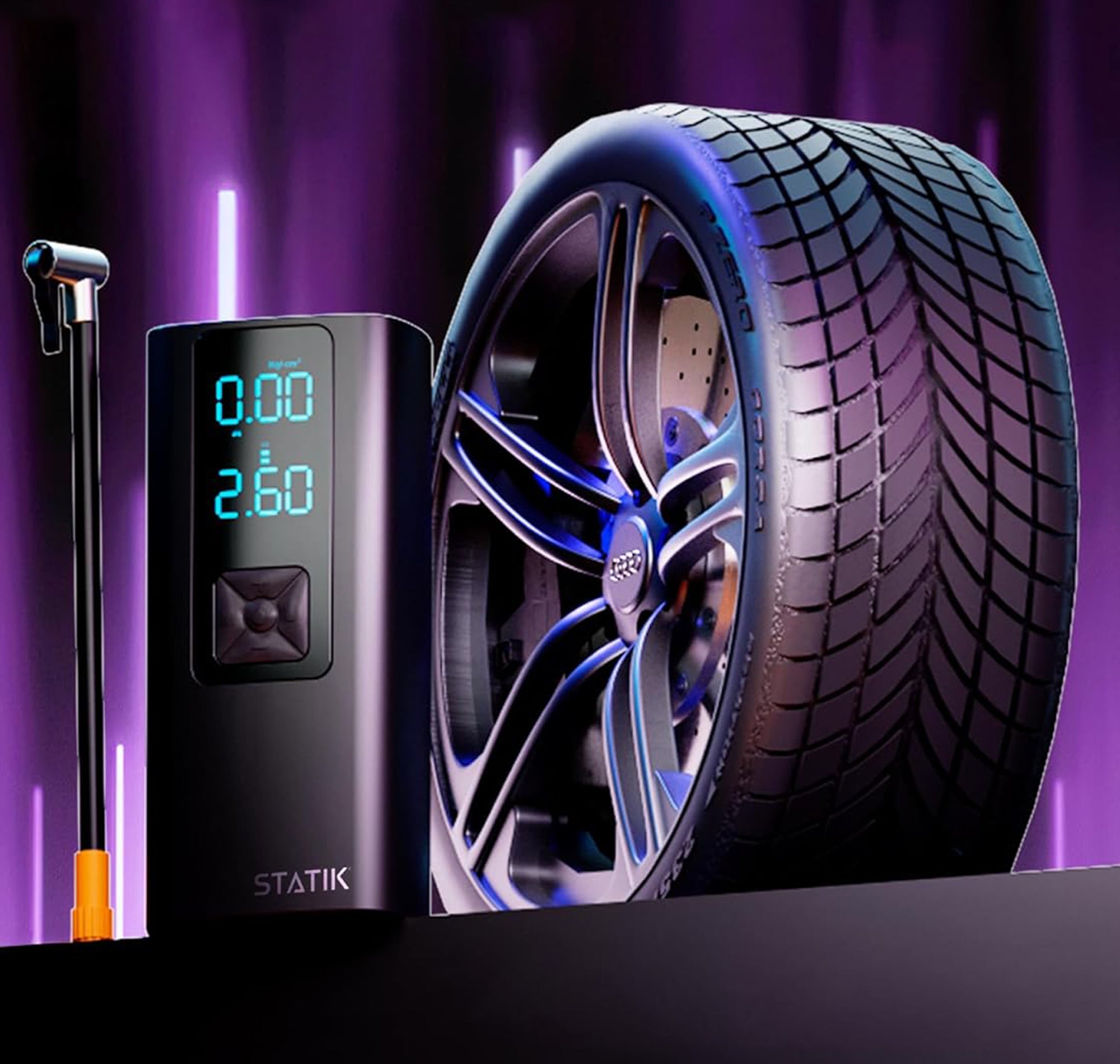 TireHero digital display showing auto shut-off at target PSI pressure