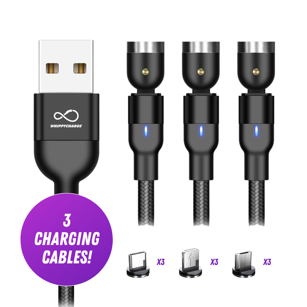 Whippy Charge 3-Pack Bundle 2026 Whippy Charge 3-pack bundle — three magnetic cables for the price of one