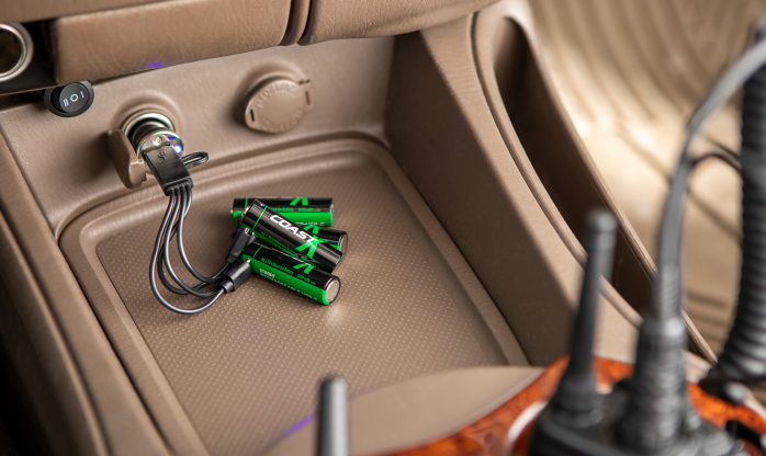 ZITHION-X rechargeable battery showing built-in USB-C charging port detail
